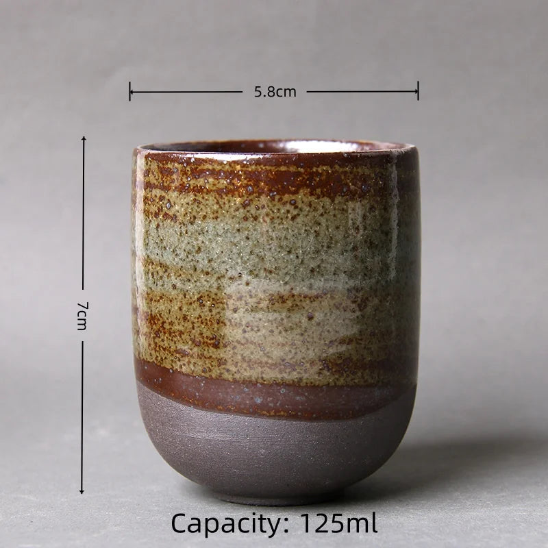 1pc Japanese Style Handmade Stoneware Tea Cup Kung Fu Tea Set Tea Cup Small Single Cup Ancient Style Quiet Road Cup Bowl Teacup