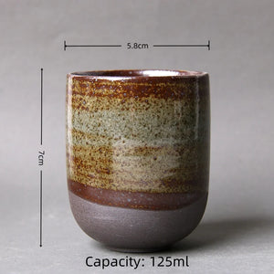1pc Japanese Style Handmade Stoneware Tea Cup Kung Fu Tea Set Tea Cup Small Single Cup Ancient Style Quiet Road Cup Bowl Teacup