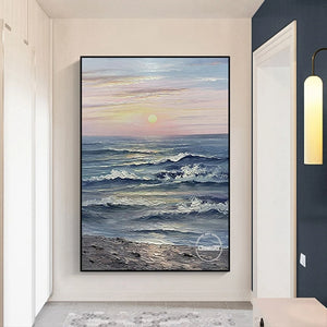 Natural Sea Wave Landscape Oil Painting Wall Canvas, Home Art, Hand Picture, Modern Artwork for Living Room, Unframed