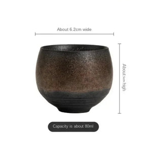 1pc Japanese Style Handmade Stoneware Tea Cup Kung Fu Tea Set Tea Cup Small Single Cup Ancient Style Quiet Road Cup Bowl Teacup