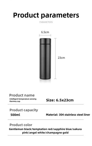 500ML Temperature Display Thermos Cup Stainless Steel Divided Thermos Bottle Outdoor Vacuum Insulated Cup Father's Day Gift