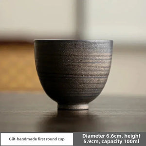 1pc Japanese Style Handmade Stoneware Tea Cup Kung Fu Tea Set Tea Cup Small Single Cup Ancient Style Quiet Road Cup Bowl Teacup