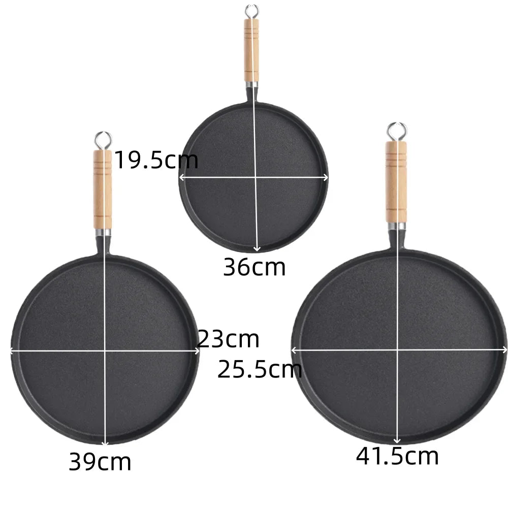 20/23/26cm Uncoated Cast Iron Fry Pan, Non-stick Pancake Egg Skillet, Cookware for Gas Induction Cooker & Outdoor BBQ