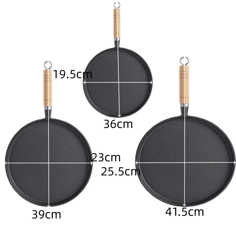 20/23/26cm Uncoated Cast Iron Fry Pan, Non-stick Pancake Egg Skillet, Cookware for Gas Induction Cooker & Outdoor BBQ