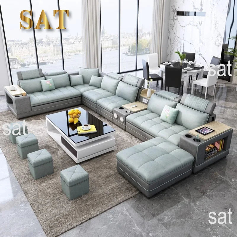 pf-Sofa Furniture for Living Room New Design Turkish Modern Recliner Luxury Leather Nordic Set Modular Leather Sectional Sofa）