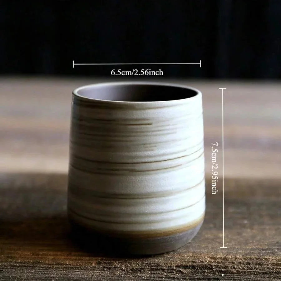 1pc Japanese Style Handmade Stoneware Tea Cup Kung Fu Tea Set Tea Cup Small Single Cup Ancient Style Quiet Road Cup Bowl Teacup