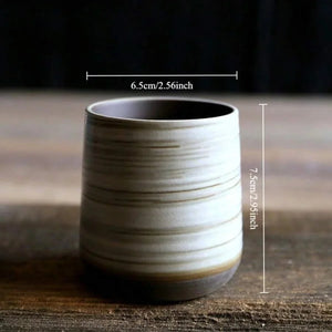1pc Japanese Style Handmade Stoneware Tea Cup Kung Fu Tea Set Tea Cup Small Single Cup Ancient Style Quiet Road Cup Bowl Teacup