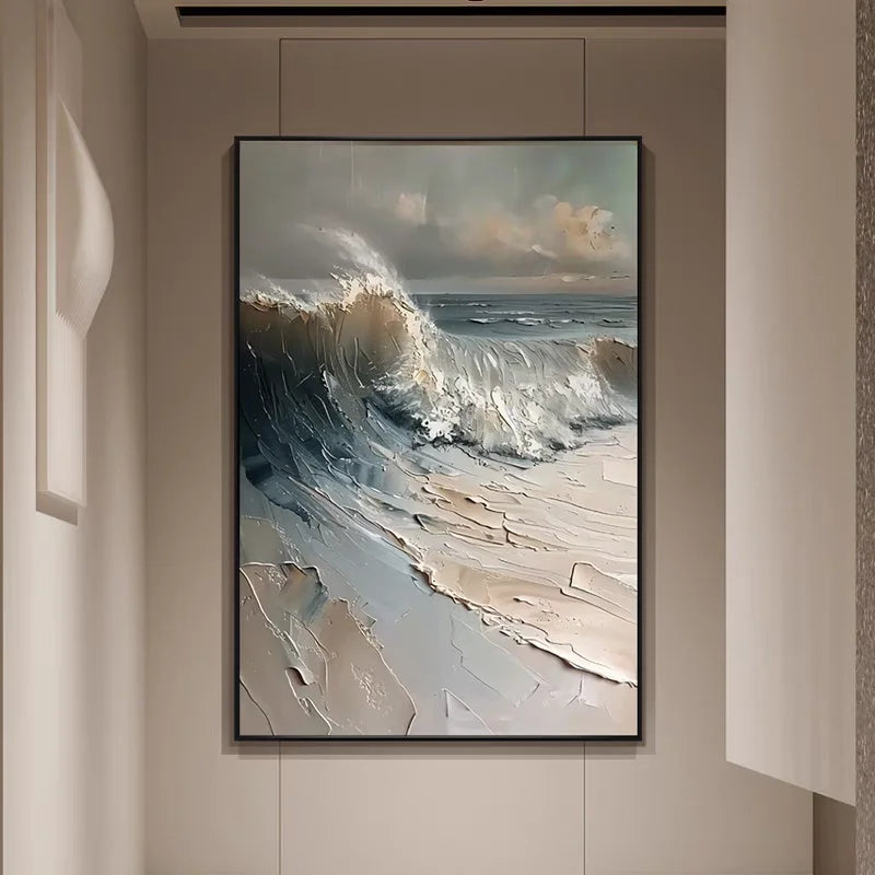 Natural Sea Wave Landscape Oil Painting Wall Canvas, Home Art, Hand Picture, Modern Artwork for Living Room, Unframed