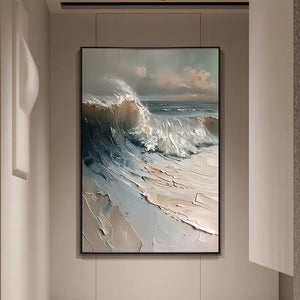 Natural Sea Wave Landscape Oil Painting Wall Canvas, Home Art, Hand Picture, Modern Artwork for Living Room, Unframed
