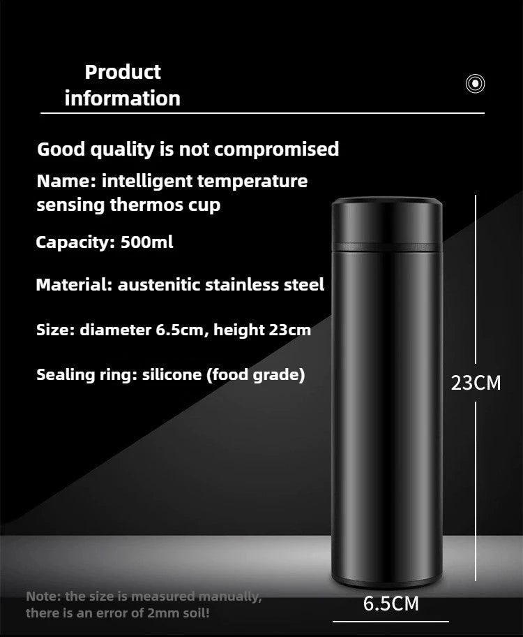 500ML Temperature Display Thermos Cup Stainless Steel Divided Thermos Bottle Outdoor Vacuum Insulated Cup Father's Day Gift