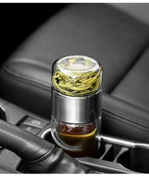 2026 NEW High Borosilicate Glass Tea Infuser Bottle 420ML Double Wall Insulated Tumbler with Tea Filter, Hot  Cold Drinkware