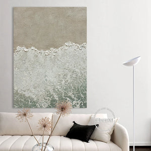 Natural Sea Wave Landscape Oil Painting Wall Canvas, Home Art, Hand Picture, Modern Artwork for Living Room, Unframed