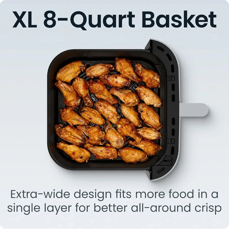 Crispinator Air Fryer 7 in 1 with 8 Qt Capacity 450 F Max Temp TurboFry Pro Technology for Fast Even Results Bake Broil