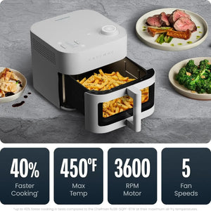 Crispinator Air Fryer 7 in 1 with 8 Qt Capacity 450 F Max Temp TurboFry Pro Technology for Fast Even Results Bake Broil