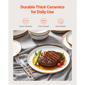 Dinnerware Set, Service for 4 (12 PCS), Round Plates and Bowls Sets, Scratch Resistant Ceramic Dinner Ware, Dishwasher and