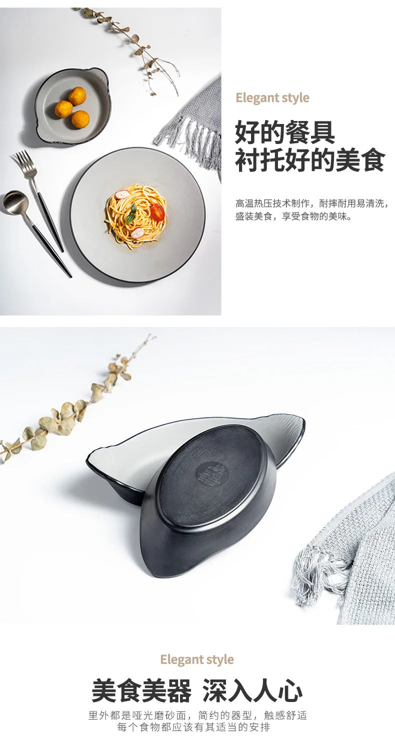 A5 Imitation Porcelain Plate Snack Triangle Deep Plate Buffet Bowl Tableware