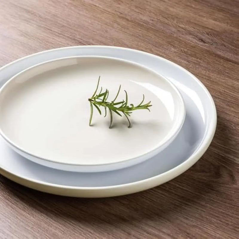 Stoneware Dinner Set for 4 People • 12-Piece Glossy Tableware Collection • 4 Dinner Plates 10.5 in • 4 Salad Plates 8.25 in • 4