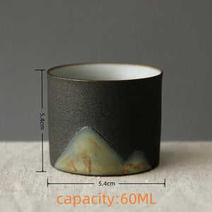 1pc Japanese Style Handmade Stoneware Tea Cup Kung Fu Tea Set Tea Cup Small Single Cup Ancient Style Quiet Road Cup Bowl Teacup