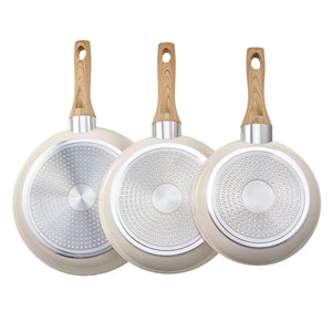 Aluminum Egg Fry Pans 3 Piece Set (8 9.5 11 In) Nonstick Ceramic Heavy Duty Skillets with Heat Resistance Frying Pan Skillet