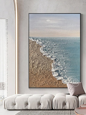 Natural Sea Wave Landscape Oil Painting Wall Canvas, Home Art, Hand Picture, Modern Artwork for Living Room, Unframed