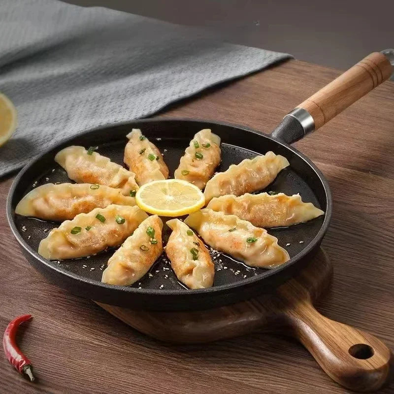 20/23/26cm Uncoated Cast Iron Fry Pan, Non-stick Pancake Egg Skillet, Cookware for Gas Induction Cooker & Outdoor BBQ