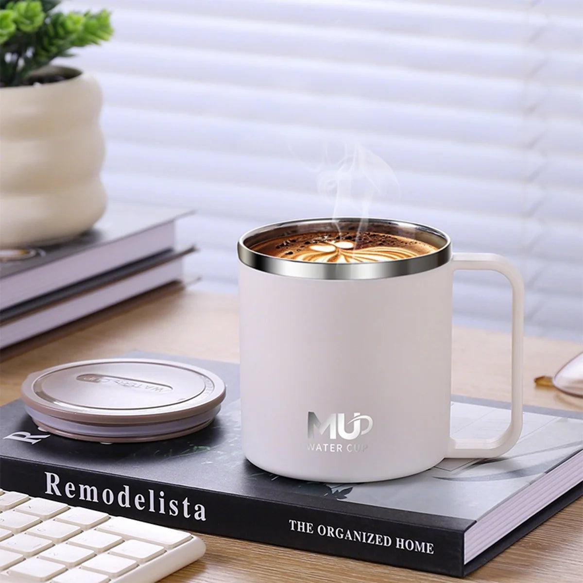400ML Insulated Coffee Mug With Lid 304 Stainless Steel Double Wall Water Cup Sealed Milk Coffee Cup Student Adult Drinkware