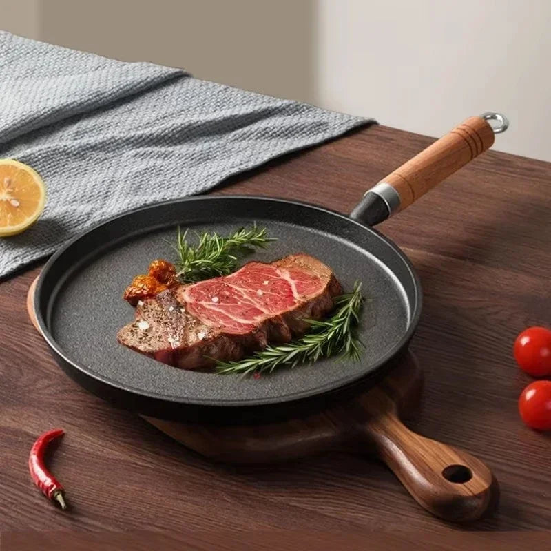 20/23/26cm Uncoated Cast Iron Fry Pan, Non-stick Pancake Egg Skillet, Cookware for Gas Induction Cooker & Outdoor BBQ