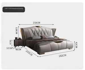 Beautiful bed with queen size bed, luxurious modern style, 1.5m soft leather bed, 1.8m double bed with wooden frame