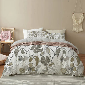 Floral Duvet Cover Microfiber 2/3pcs Queen Daisy Bedding Set Leaves Plant Print Soft Breathable Quilt Cover With Zipper Closure