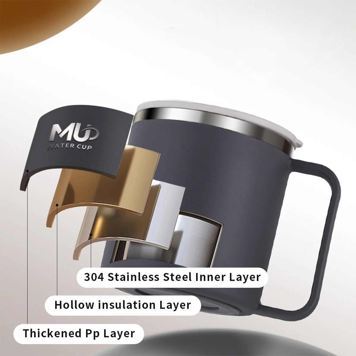 400ML Insulated Coffee Mug With Lid 304 Stainless Steel Double Wall Water Cup Sealed Milk Coffee Cup Student Adult Drinkware