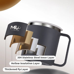 400ML Insulated Coffee Mug With Lid 304 Stainless Steel Double Wall Water Cup Sealed Milk Coffee Cup Student Adult Drinkware