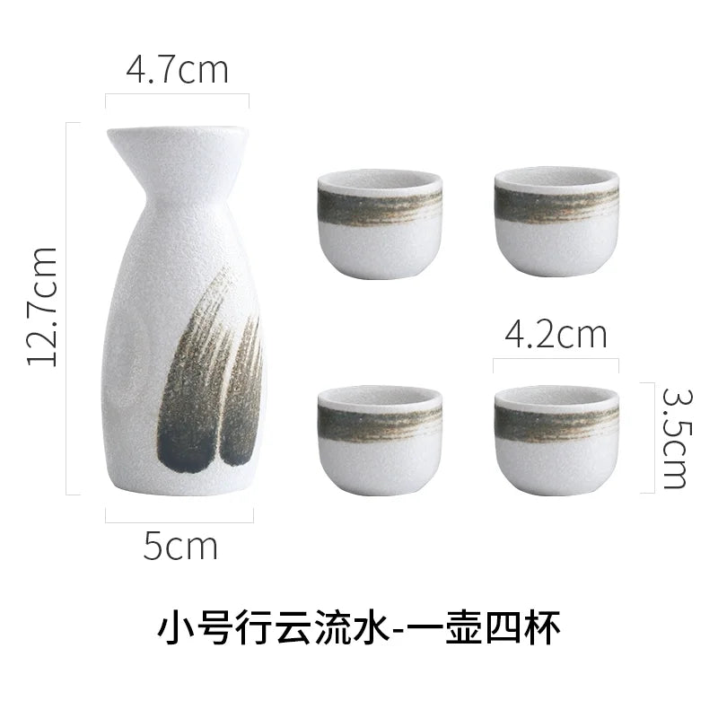Japanese Sake Set Mini Ceramic Wine Set Household Pots and Cups Bar Utensil Set Restaurant Drinking Utensils ,Barware Supplies