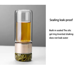 2026 NEW High Borosilicate Glass Tea Infuser Bottle 420ML Double Wall Insulated Tumbler with Tea Filter, Hot  Cold Drinkware