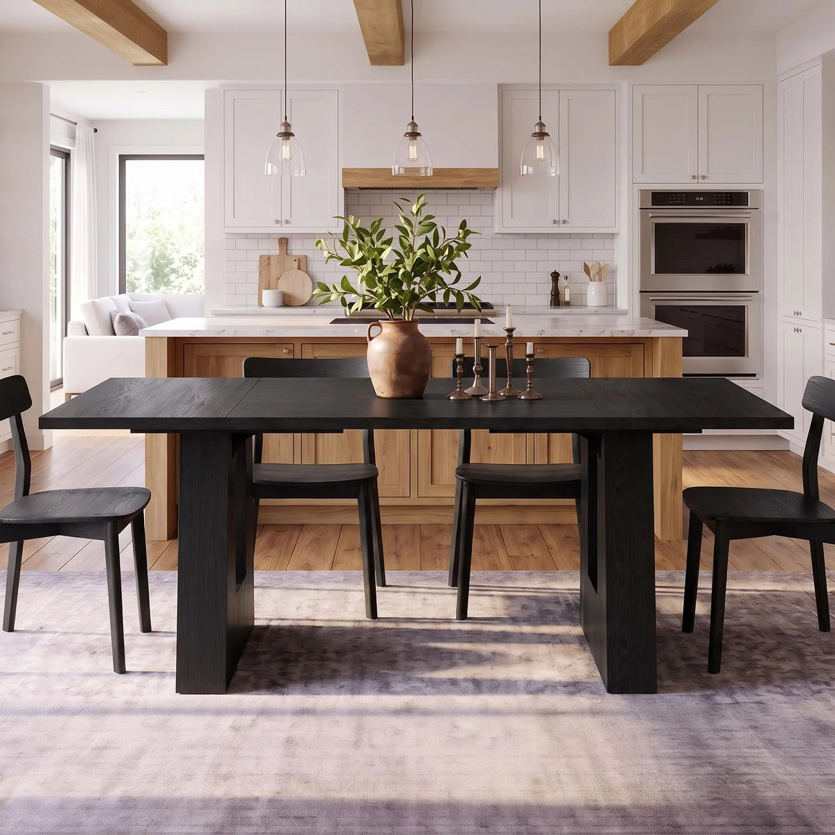 63 Inch Dining Table For 6 People Walnut Wooden Kitchen Table With Heavy Duty Legs Modern Rectangle Table For Kitchen Dining Room
