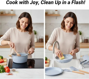 22-Piece Nonstick Cookware Set – Pots and Pans Set with Bakeware & Cooking Utensils, Induction Compatible, PFOA & PFOS Free, Mar