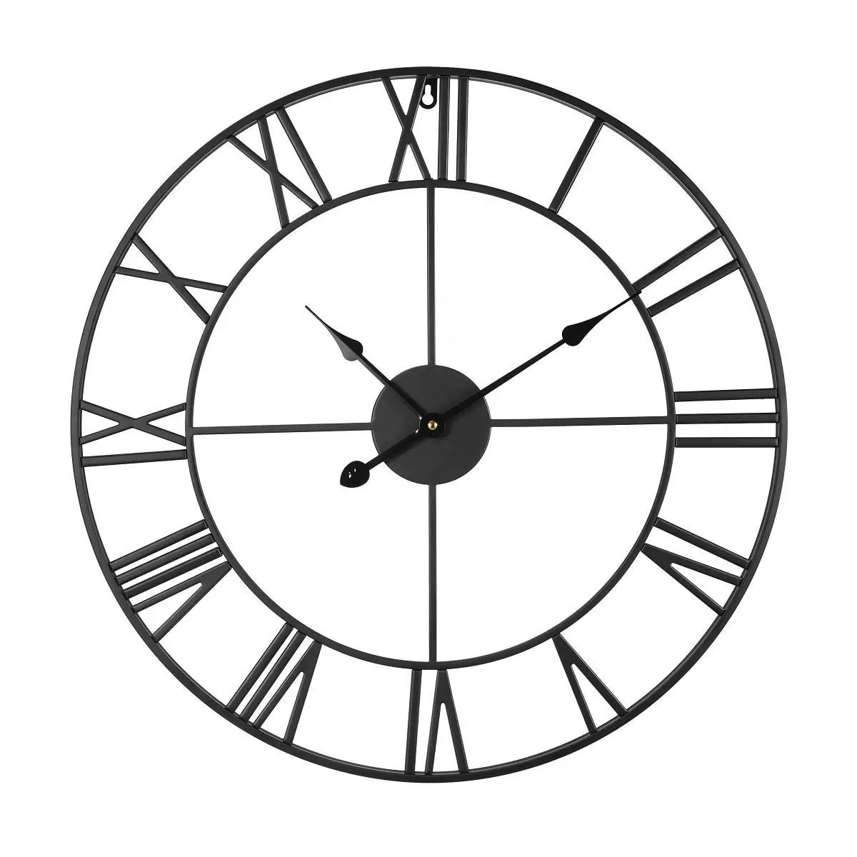 24-Inch Classic Decorative Wall Clock with Roman Numerals Battery Operated Silent Non-Ticking for Living Room Decor