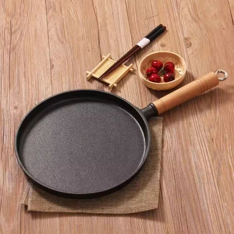 20/23/26cm Uncoated Cast Iron Fry Pan, Non-stick Pancake Egg Skillet, Cookware for Gas Induction Cooker & Outdoor BBQ