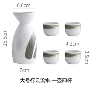 Japanese Sake Set Mini Ceramic Wine Set Household Pots and Cups Bar Utensil Set Restaurant Drinking Utensils ,Barware Supplies