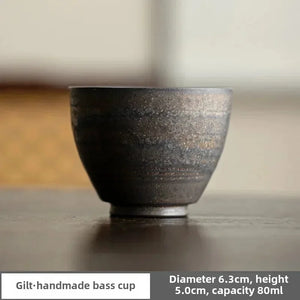1pc Japanese Style Handmade Stoneware Tea Cup Kung Fu Tea Set Tea Cup Small Single Cup Ancient Style Quiet Road Cup Bowl Teacup
