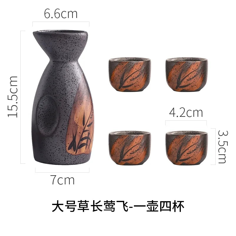 Japanese Sake Set Mini Ceramic Wine Set Household Pots and Cups Bar Utensil Set Restaurant Drinking Utensils ,Barware Supplies