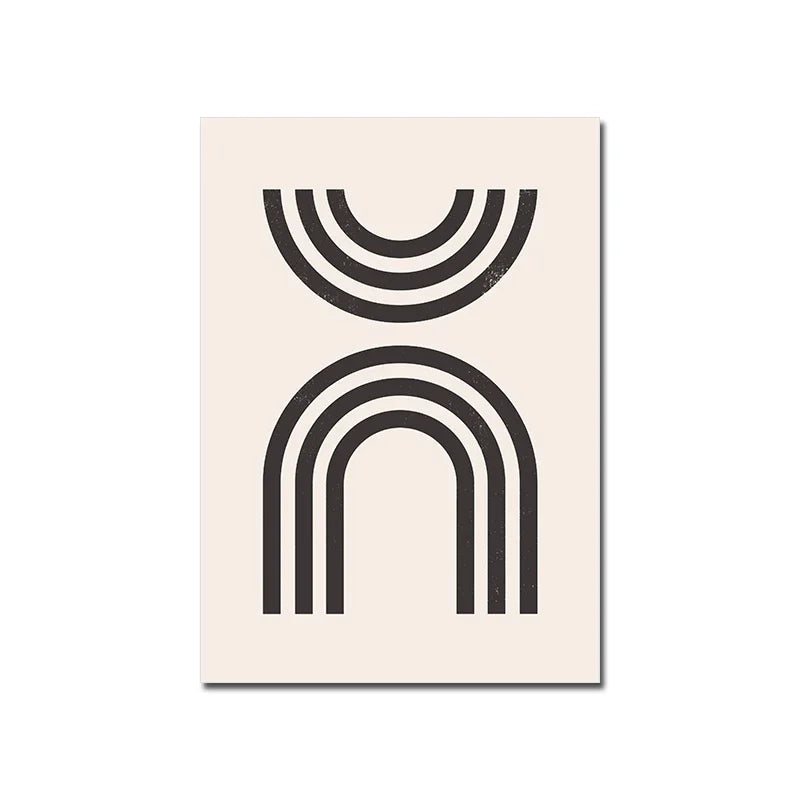 1pc frameless  Scandinavian Abstract Wall Art Geometric Beige and Black Arches Geometric Lines HD Poster Print Home Bedroom Livi