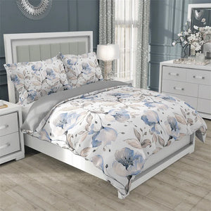 Floral Duvet Cover Microfiber 2/3pcs Queen Daisy Bedding Set Leaves Plant Print Soft Breathable Quilt Cover With Zipper Closure