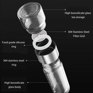 2026 NEW High Borosilicate Glass Tea Infuser Bottle 420ML Double Wall Insulated Tumbler with Tea Filter, Hot  Cold Drinkware