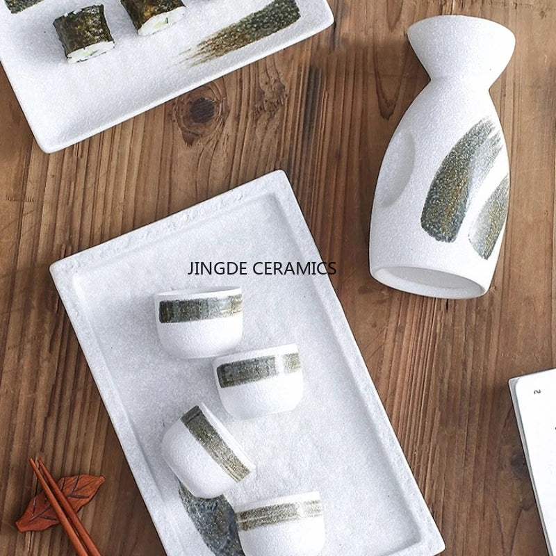 Japanese Sake Set Mini Ceramic Wine Set Household Pots and Cups Bar Utensil Set Restaurant Drinking Utensils ,Barware Supplies