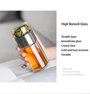 2026 NEW High Borosilicate Glass Tea Infuser Bottle 420ML Double Wall Insulated Tumbler with Tea Filter, Hot  Cold Drinkware