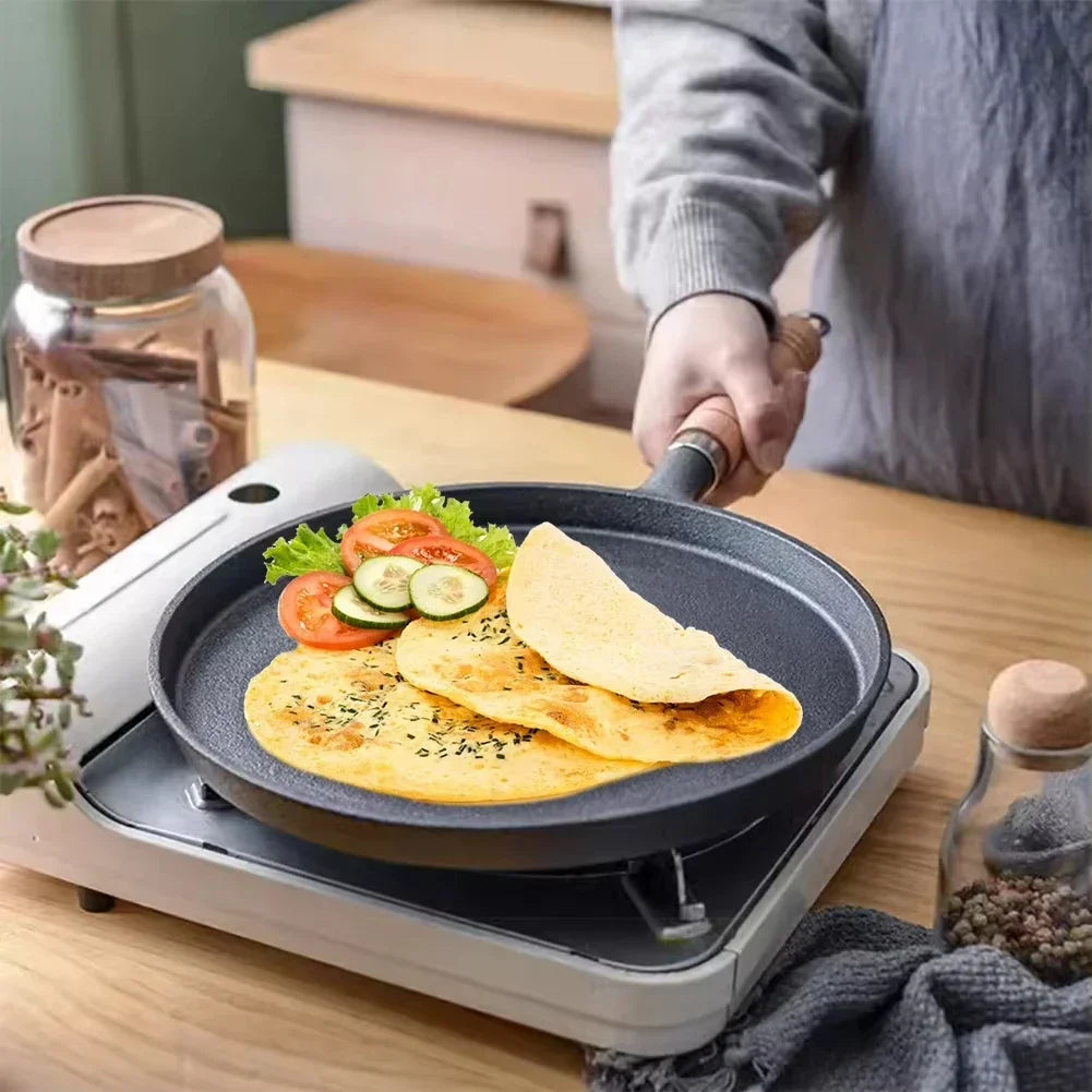 20/23/26cm Uncoated Cast Iron Fry Pan, Non-stick Pancake Egg Skillet, Cookware for Gas Induction Cooker & Outdoor BBQ