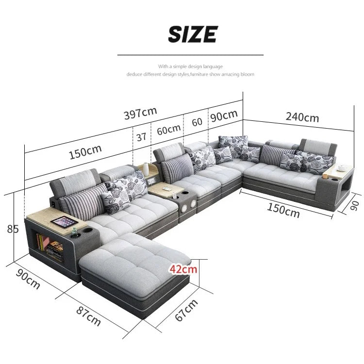 pf-Sofa Furniture for Living Room New Design Turkish Modern Recliner Luxury Leather Nordic Set Modular Leather Sectional Sofa）