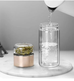 2026 NEW High Borosilicate Glass Tea Infuser Bottle 420ML Double Wall Insulated Tumbler with Tea Filter, Hot  Cold Drinkware