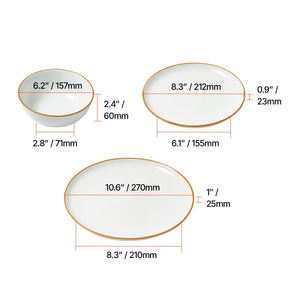 Dinnerware Set, Service for 4 (12 PCS), Round Plates and Bowls Sets, Scratch Resistant Ceramic Dinner Ware, Dishwasher and