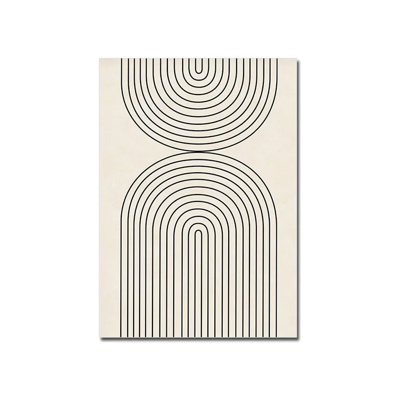 1pc frameless  Scandinavian Abstract Wall Art Geometric Beige and Black Arches Geometric Lines HD Poster Print Home Bedroom Livi